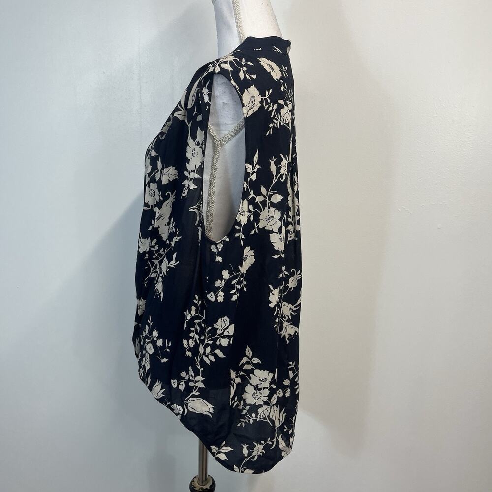Rag & Bone New York Blouse Top sz XL Black Tan Floral Peasant Boho Style Womens - Picture 5 of 7